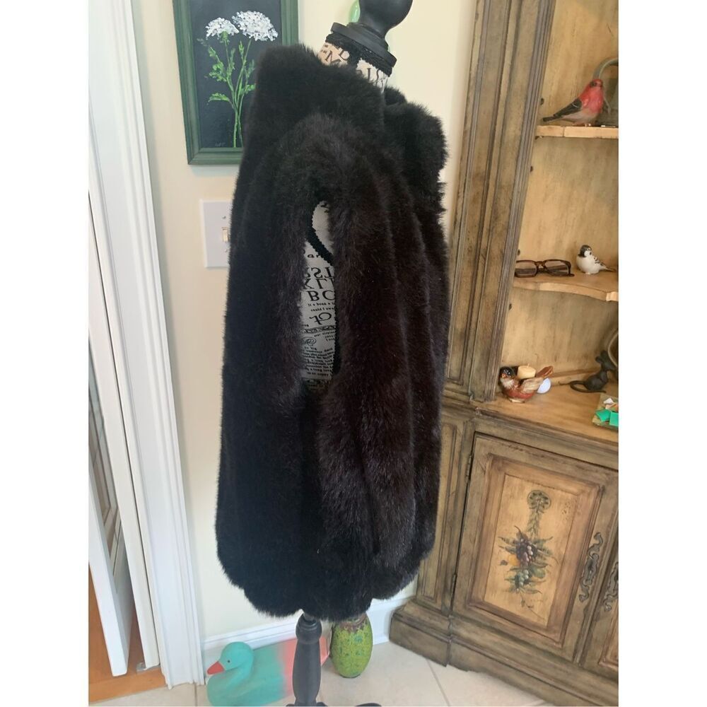 Coaco NY Reversible Soft Faux Fur Sleeveless Black Vest Jacket Winter - Picture 3 of 13